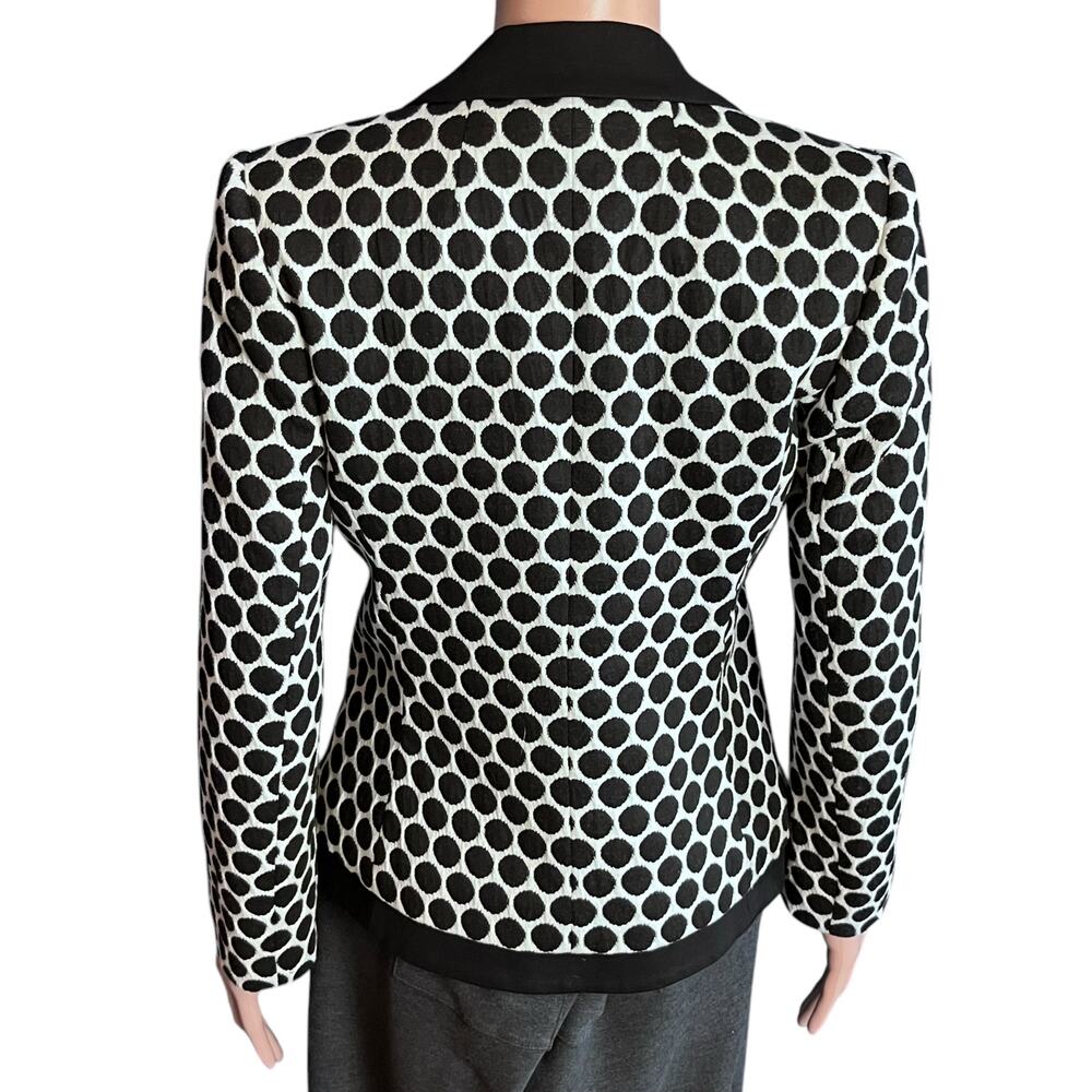 Anthropologie Leifnotes Black White Polka Dot Blazer Size 4 Parisian Chic Jacket - Picture 4 of 7